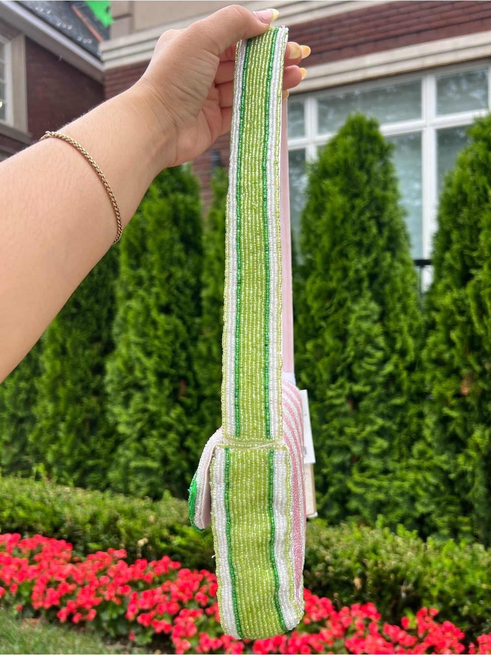 TJMAXX MARSHALLS VIRAL Pink Tulip Stripe Beaded Bag Summer Purse Collectible - Picture 7 of 17
